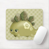Cute Baby Leafy Dino - kawaii stijl schepsel Muismat (Met muis)