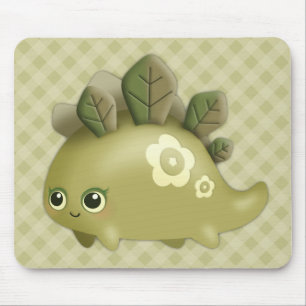 Cute Baby Leafy Dino - kawaii stijl schepsel Muismat