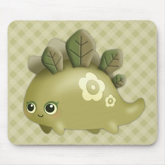 Cute Baby Leafy Dino - kawaii stijl schepsel Muismat (Voorkant)