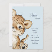 Cute Baby Leopard Baby shower Invitation Kaart (Voorkant)