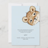 Cute Baby Leopard Baby shower Invitation Kaart (Achterkant)