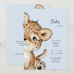 Cute Baby Leopard Baby shower Invitation Kaart