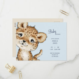 Cute Baby Leopard Baby shower Uitnodiging Briefkaart