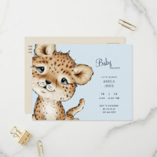 Cute Baby Leopard Baby shower Uitnodiging Briefkaart