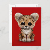 Cute Baby Leopard Cub op Red Briefkaart (Voorkant / Achterkant)