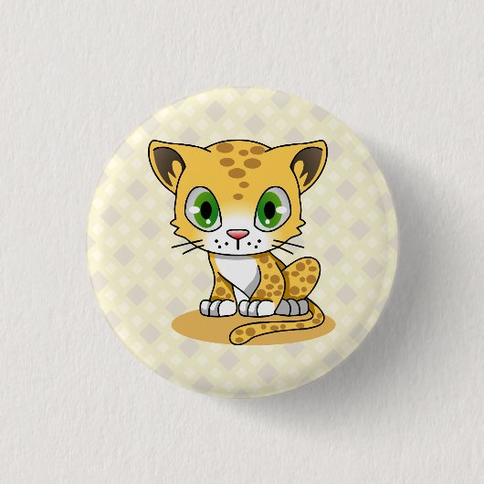 Cute baby leopard kawaii cartoon kinder knop ronde button 3,2 cm (Voorkant)