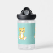 Cute Baby Leopard op Light Blue Waterfles (Voorkant)
