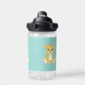 Cute Baby Leopard op Light Blue Waterfles (Achterkant)