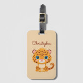Cute Baby Leopard Safari Animal Kids Bagagelabel (Voorkant (verticaal))