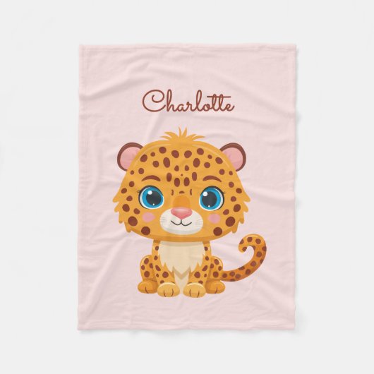 Cute Baby Leopard Safari Animal Kids Fleece Deken (Voorkant)