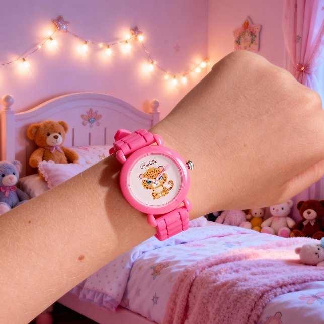 Cute Baby Leopard Safari Animal Kids Horloge (Creator heeft geüpload)
