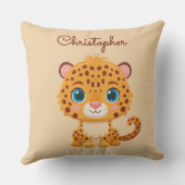 Cute Baby Leopard Safari Animal Kids Kussen (Achterkant)