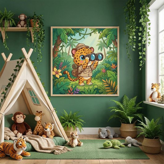 Cute Baby Leopard Safari Animal Kids Perfect Poster