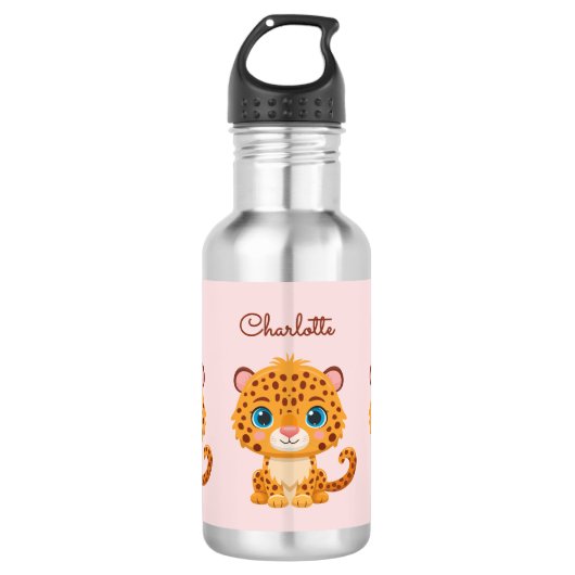 Cute Baby Leopard Safari Animal Kids Waterfles (Voorkant)