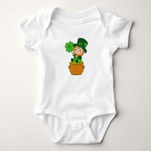 Cute Baby Leprechaun Pot Of Gold St. Patricks Day Romper (Voorkant)