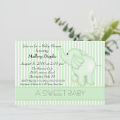 Cute Baby Light Green Elephant Neutral Baby shower Kaart (Staand voorkant)
