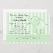Cute Baby Light Green Elephant Neutral Baby shower Kaart (Voorkant / Achterkant)