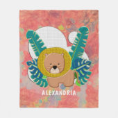 Cute Baby Lion Animal Oerwoud Waterverf Fleece Deken (Voorkant)
