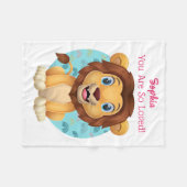 Cute Baby Lion Art, Child's Name & Message Fleece Deken (Voorkant (Horizontaal))
