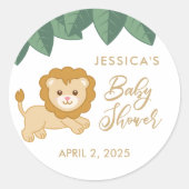 Cute baby lion baby shower bevoordeelt stickers (Voorkant)