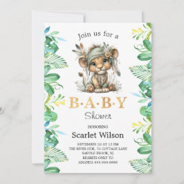 Cute Baby Lion Baby Shower Invitation Kaart