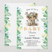 Cute Baby Lion Baby Shower Invitation Kaart (Voorkant / Achterkant)