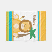 Cute baby lion boys voegen naam toe fleece deken (Voorkant (Horizontaal))