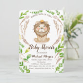 Cute Baby Lion Crown Leaves Kaart (Staand voorkant)