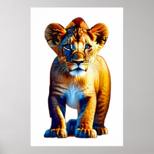 Cute Baby Lion Cub Design for Dierenvrienden Poster