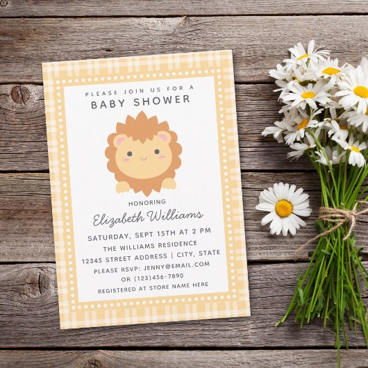 Cute Baby Lion Cub Gender Neutral Baby shower Kaart