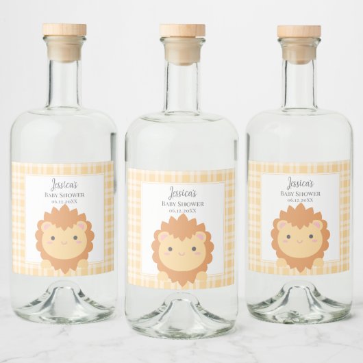 Cute Baby Lion Cub Gender Neutral Baby shower Likeurfles Etiket (Flessen)