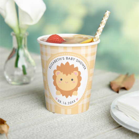 Cute Baby Lion Cub Gender Neutral Baby shower Papieren Bekers (Insitu)