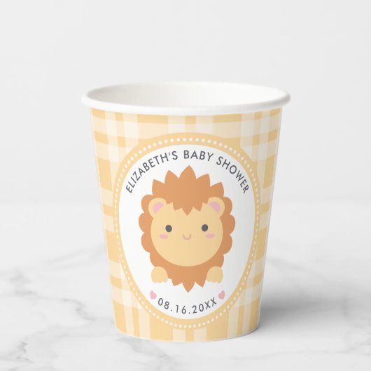 Cute Baby Lion Cub Gender Neutral Baby shower Papieren Bekers (Achterkant)
