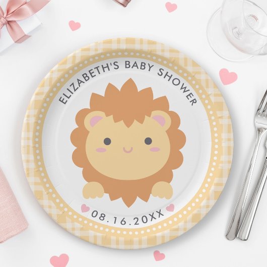 Cute Baby Lion Cub Gender Neutral Baby shower Papieren Bordje
