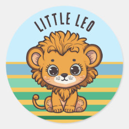 Cute baby lion cub - Little Leo Ronde Sticker