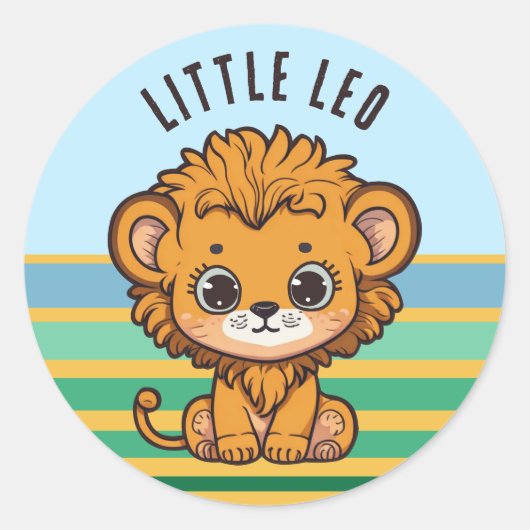 Cute baby lion cub - Little Leo Ronde Sticker (Voorkant)