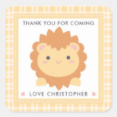 Cute Baby Lion Cub Wild One Boy First Birthday Vierkante Sticker (Voorkant)