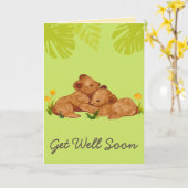 Cute Baby Lion en Aanmoediging Groene C Kaart (Gele Bloem)