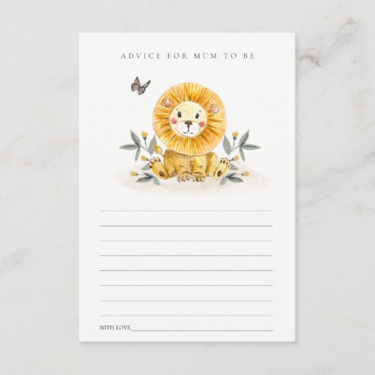 Cute Baby Lion Foliage Advice voor moeder Baby sho Informatiekaartje (Voorkant)