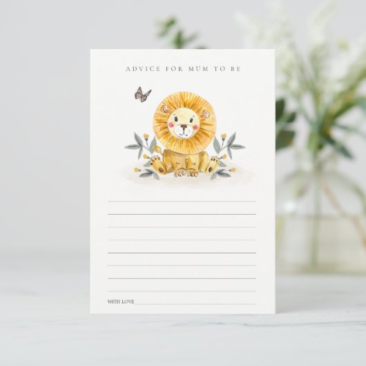 Cute Baby Lion Foliage Advice voor moeder Baby sho Informatiekaartje (Staand voorkant)