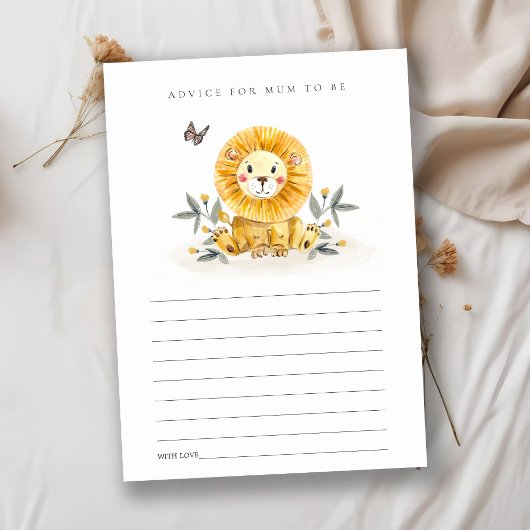 Cute Baby Lion Foliage Advice voor moeder Baby sho Informatiekaartje