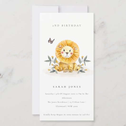 Cute Baby Lion Foliage Elke zondag Uitnodigen Bedankkaart (Voorkant)