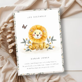 Cute Baby Lion Foliage Elke zondag Uitnodigen Bedankkaart