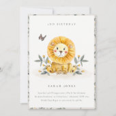 Cute Baby Lion Foliage Elke zondag Uitnodigen Bedankkaart (Voorkant)