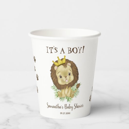 Cute Baby Lion King Waterverf Oerwoud Baby shower Papieren Bekers (Achterkant)