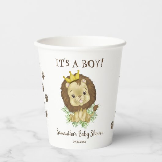 Cute Baby Lion King Waterverf Oerwoud Baby shower Papieren Bekers (Voorkant)