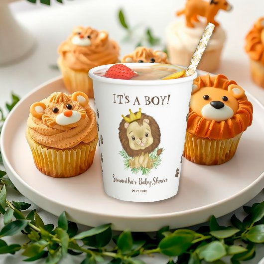 Cute Baby Lion King Waterverf Oerwoud Baby shower Papieren Bekers