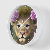 Cute Baby Lion met roze bloemen Grafisch (Hoek)