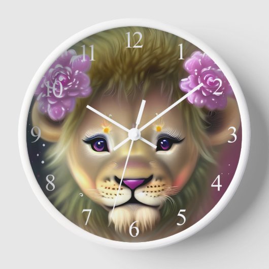 Cute Baby Lion met roze bloemen Grafisch (Voorkant)