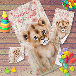 Cute Baby Lion Pastel Waterverf Spring Flowers Bad Handdoek